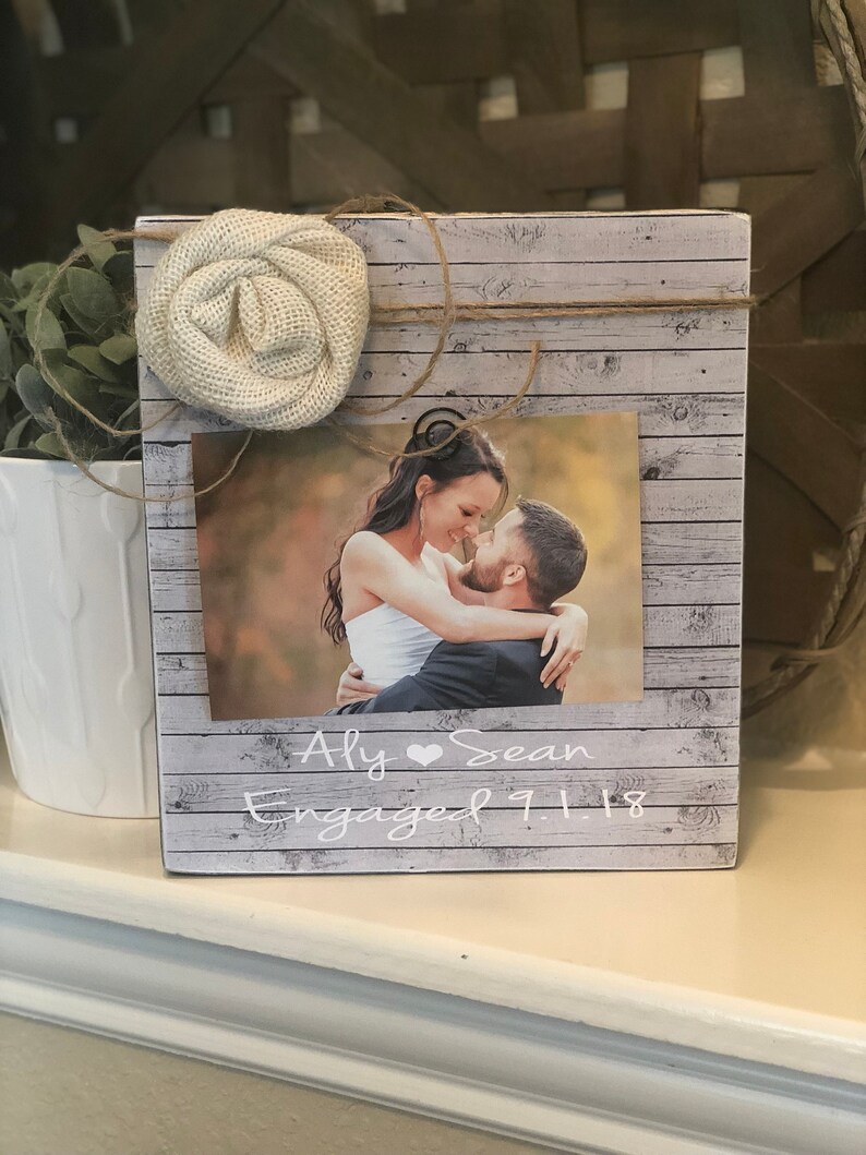 Bride To Be Personalized Engagement Picture Frame Vintage Rustic Frame She Said Yes Gift Bridal Shower Gift New Bride Gift