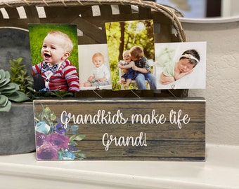 Grandkids make life grand Personalized picture frame gift for grandma grandpa gigi mimi nana great grandma papa grandparents memaw pawpaw