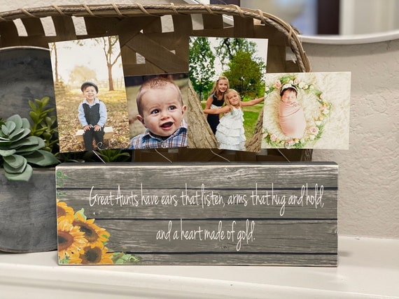 Great Aunt Christmas Gift Personalized Photo Frame With Clips Aunts Have  A Heart Of Gold Custom Holiday Keepsake