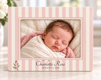 Personalized Baby Girl Picture Frame Custom Name and Birth Date Pink Nursery Decor Newborn Gift Baby Shower Gift 4x6 Photo Frame