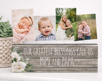 Personalized Mimi And Papa Picture Frame Gift From Grandkids Custom Grandparent Photo Display Grandparents Gift Idea