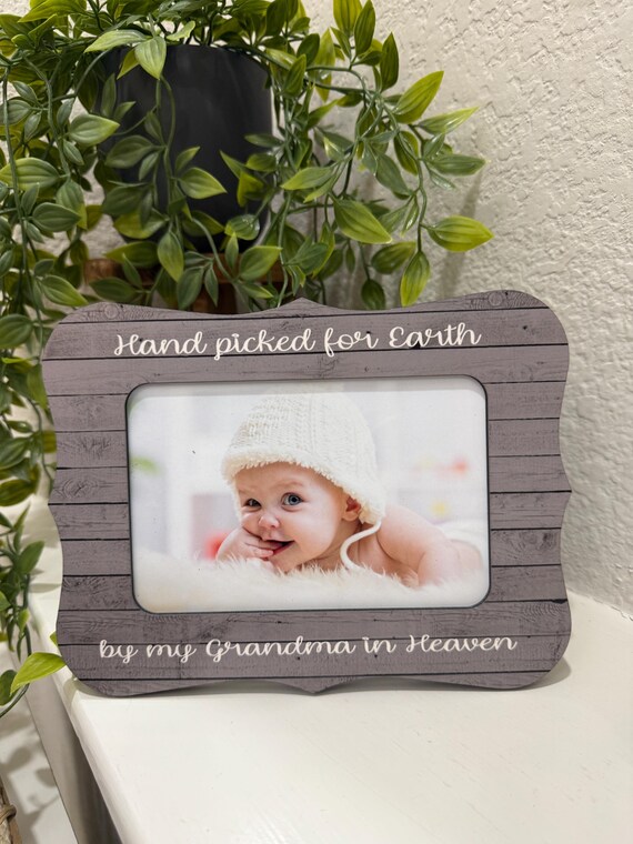 Hand Picked for Earth by My Rainbow Baby Frame, Grandparents Picture Frame, Baby Shower Gift, New Baby Ultrasound Photo Keepsake