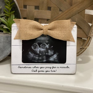 Twin Baby Gift Frame, Sometimes When You Pray for a Miracle God Gives You Two, Twin Pregnancy Announcement, Baby Shower Gift for Twins