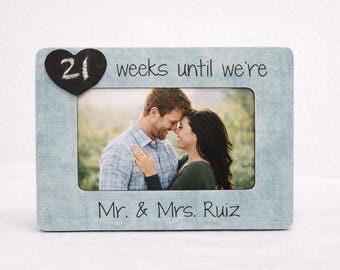 Personalized Wedding Countdown Picture Frame Engagement Gift Custom Weeks Until Mr And Mrs Photo Frame Bridal Shower Gift Idea