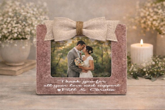 Wedding Thank You Gift Idea Personalized Picture Frame With Names Rustic Wedding Thank You Frame Custom Photo Frame Gift