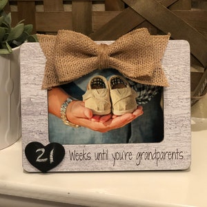 Babymitteilung Neue Großeltern Eltern Baby Countdown-Rahmen für Großeltern Tafel Oma Opa Personalisierter Rahmen