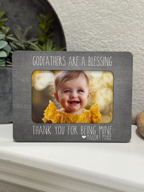 Personalized Godfather Picture Frame Baptism Gift Custom Christening Keepsake For Godparent 4x6 Photo Frame From Godson Goddaughter Godchild