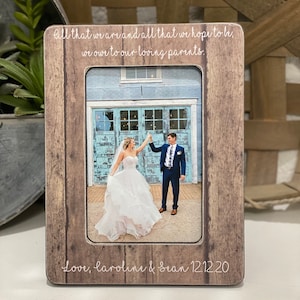 Parents Wedding Thank You Gift  Parents Of The Groom  Parents Of The Bride  All That We Are And Hope To Be Parents Gift Wedding Thank You