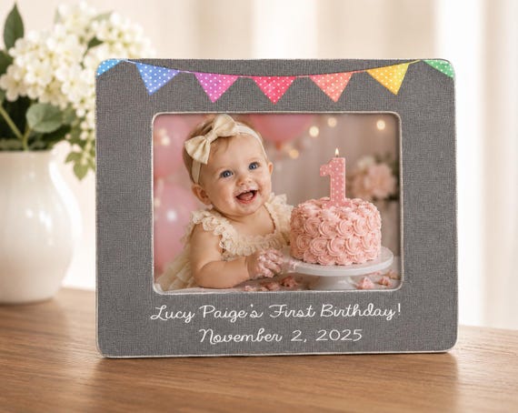 First Birthday Frame Cake Smash Picture Frame Personalized 1st Birthday Gift Baby Girl Birthday Photo Frame Keepsake Gift Idea