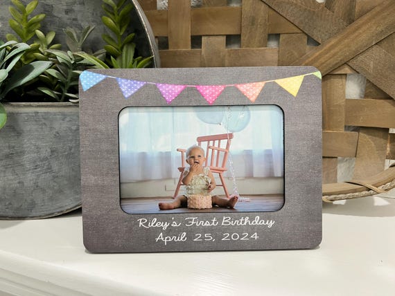 Personalized Baby's 1st Birthday Gift  First Birthday Picture Frame  Happy 1st Birthday  Baby Frame Gift  First Birthday Gift