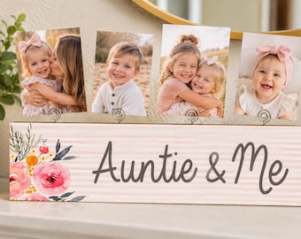 Personalized Auntie Picture Frame Aunt Gift From Niece Or Nephew Custom Four Photo Clip Frame Birthday Christmas Gift Idea Family Keepsake