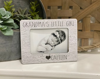 Grandmas Little Girl Picture Frame Gift Idea Personalized Custom Name Grandma Gift From Baby Newborn Photo Grandmother New Grandma