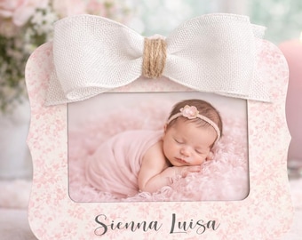Personalized Baby Name Picture Frame Gift Idea Custom Newborn Photo Frame Cottagecore Floral Toile Nursery Decor Holds 4 x 6 Photo