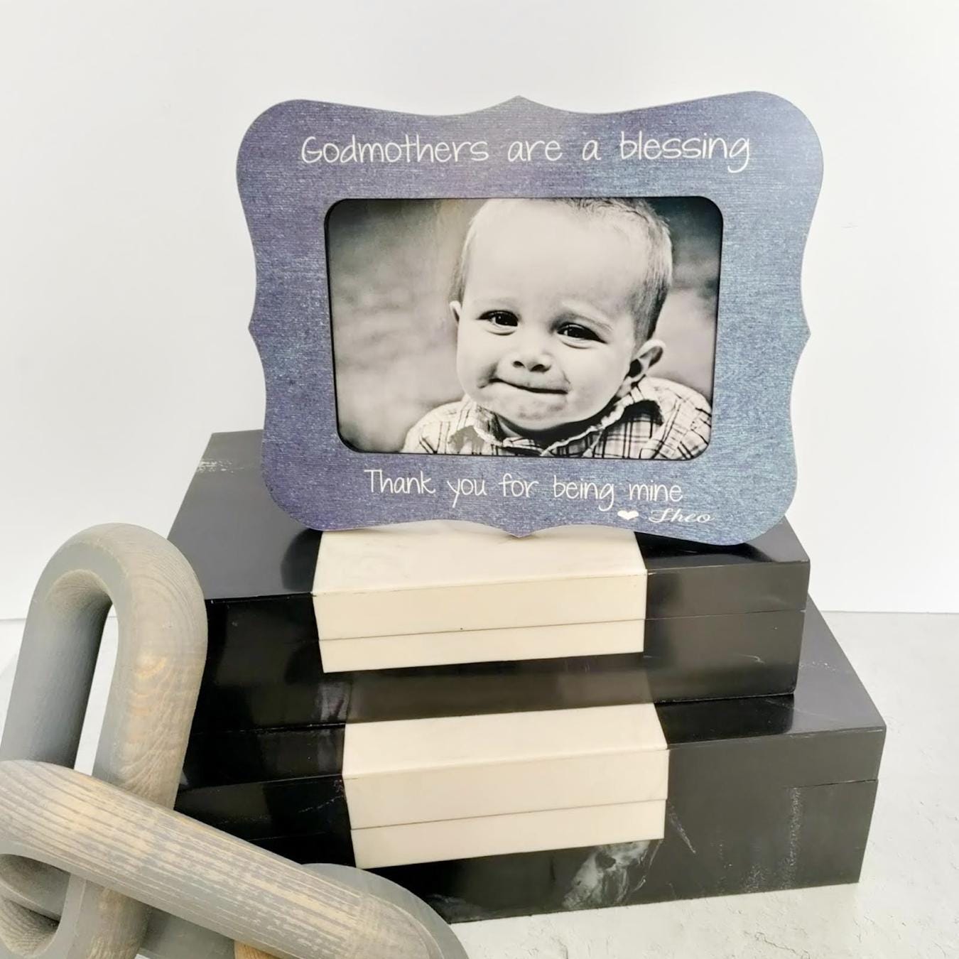 HUKINE Cornice Per Foto 'Promossa A Nonni' 10x15 Cm - Annuncio Gravidanza, Regalo Per Futuri Nonni, Portafoto In Legno Con Scritta, Confezione Regalo
