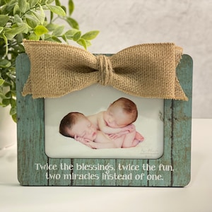 Twins Gift Twins Baby Announcement Twice the Blessings Twice the Fun  Picture Frame for Twins  Pregnancy Reveal to Parents