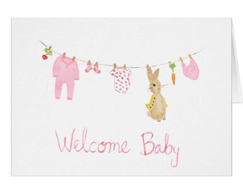 Welcome Baby Watercolor Print Greeting Card - Perfect for Baby Shower, Congratulations, New Baby, and More!