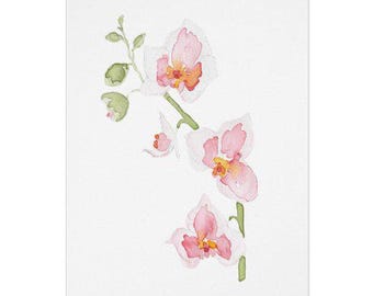 Orchid Watercolor Print Greeting Card - Perfect for Mother's Day, Birthday, Thank You, Sympathy, and More