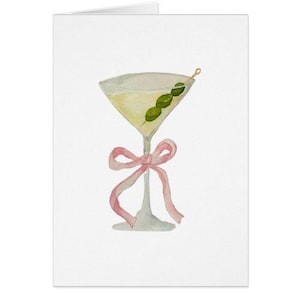 Dirty Martini with Bow Watercolor Print Grußkarte - Perfekt für Geburtstag, Glückwünsche, Dankeschön und mehr