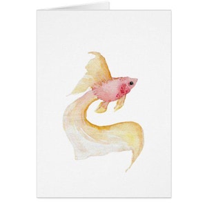 Cartão de felicitações com estampa de peixe em aquarela - perfeito para o Dia das Mães, aniversário, agradecimento, condolências e muito mais