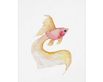 Fish Watercolor Print Greeting Card - Perfect for Mother's Day, Birthday, Thank You, Sympathy, and More