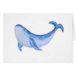 Carte de voeux aquarelle baleine - Parfaite pour un anniversaire, l'obtention d'un diplôme, une promotion, des félicitations et plus encore