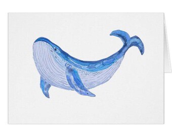 Whale Watercolor Greeting Card - Perfect for Birthday, Graduation, Job Promotion, Congratulations, and More