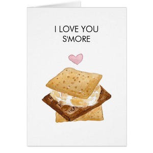 Biglietto d'auguri con stampa ad acquerello "I Love You S'More" - Perfetto per compleanni, anniversari, San Valentino e altro ancora