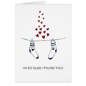 "Revereinte Socken ""I'm so froh I findet you"" Aquarell Druck Grußkarte - Perfekt für Geburtstag, Jubiläum, Valentinstag und mehr