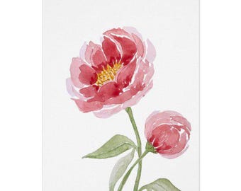 Peonies Watercolor Print Greeting Card - Perfect for Mother's Day, Birthday, Thank You, Sympathy, and More