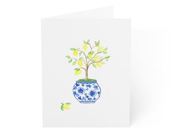 Lemon Tree Chinoiserie Watercolor Greeting Cards - Perfect for Mother's Day, Birthday, Thank You, Sympathy, and More