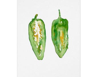 Jalapeño Watercolor Print Greeting Card - Perfect for Birthday, Anniversary, Valentine's Day, and More