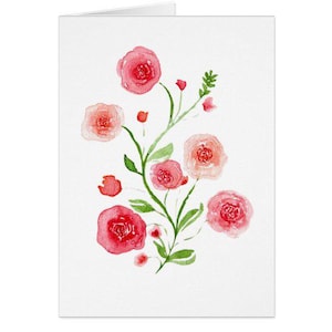 Cartão de felicitações com estampa de aquarela e haste de flor - perfeito para o Dia das Mães, aniversário, agradecimento, condolências e muito mais