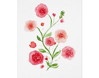 Flower Stem Watercolor Print Greeting Card - Perfect for Mother's Day, Birthday, Thank You, Sympathy, and More