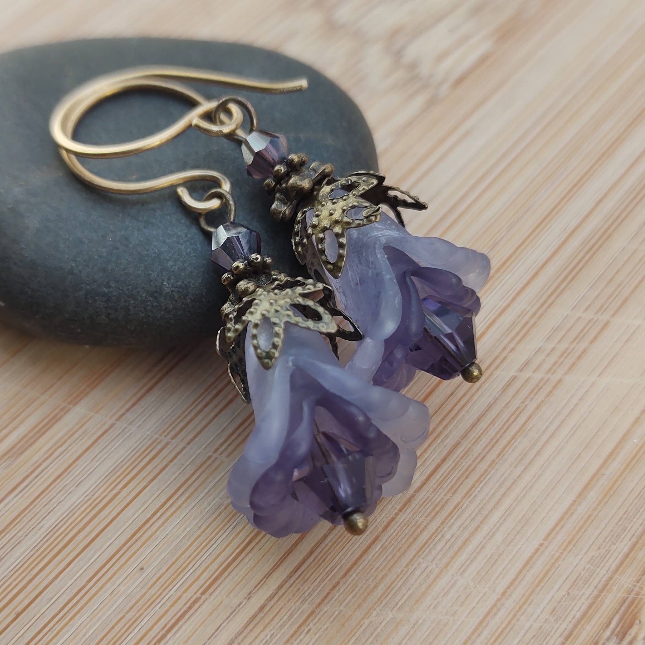 Navy Blue Lily Earrings