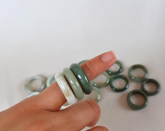 Anillo auténtico de jade birmano, piedra verde natural, protección de la suerte, equilibrio energético.