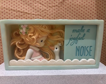 Precious Moments Make a Joyful Noise Girl with Goose Resin Shadow Wall