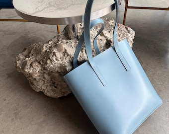 Leather Tote Bag for Women: Minimalist Work Tote, Laptop Shoulder Bag, Everyday Carryall Purse, Personalized Leather Shopper