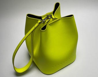 Leather Bucket Bag: Small Crossbody Shoulder Tote Bag Gift for Her
