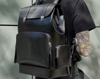 Handmade Leather Laptop Backpack: Men's Work and Travel Bag Gift for Him