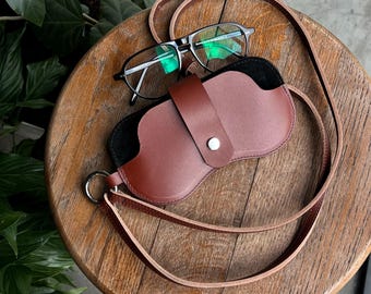 Leather Glasses Case: Sunglasses Pouch, Eyeglass Sleeve, Wearable Crossbody Holder, Gift for Him