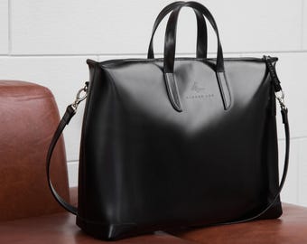 Leather Work Briefcase: Executive Top Handle Business Bag for Men
