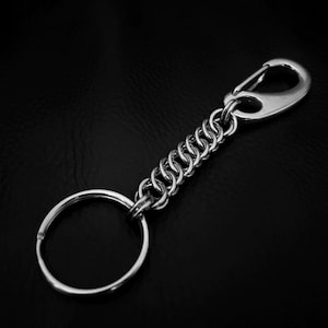 AEM | stainless steel | chainmail carabiner keychain