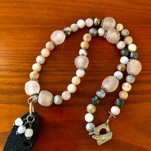 Pink all Over Necklace - Sukura Agate, Lava Slice, Recycled Glass