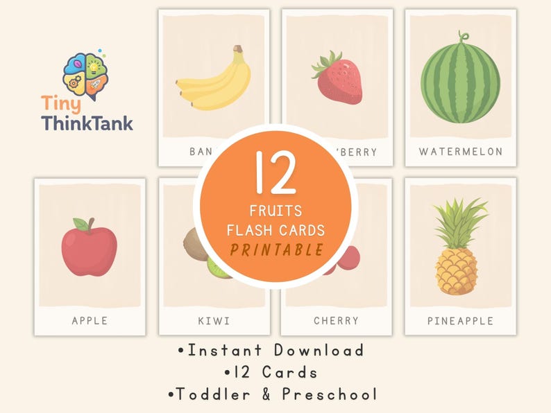 Fruits Flash Cards for Kids | Printable Fruit Cards | Toddler Preschool ...