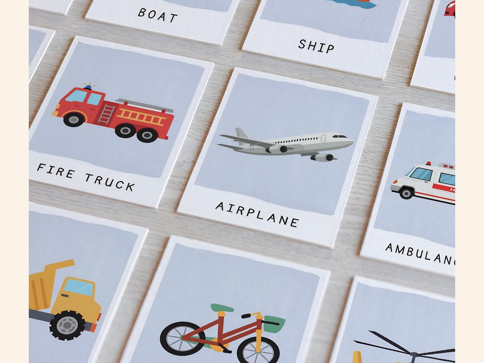 Vehicles Flash Cards for Kids | Printable Transportation Cards ...