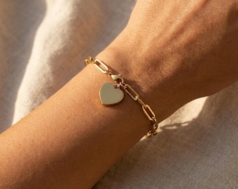 Bracelet urne en forme de cœur pour cendres | Bracelet de crémation chaîne trombone or argent | Bijoux souvenir commémoratifs | Cadeau de sympathie pour un proche