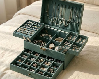 Flanell Schmuckschatulle Große Kapazität | Doppelöffnung Schmuck Organizer | Erinnerungsbox Frauen | Ring-Halsketten-Ohrring-Aufbewahrung | Geschenk für Sie