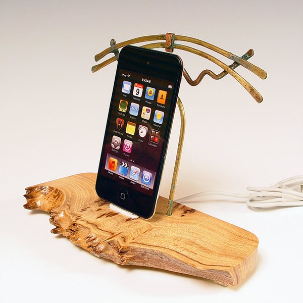 50% OFF. iPhone dock. iPod dock. Sculptural burl and brass desk art to charge and sync your iToy. THE unique gift. 34