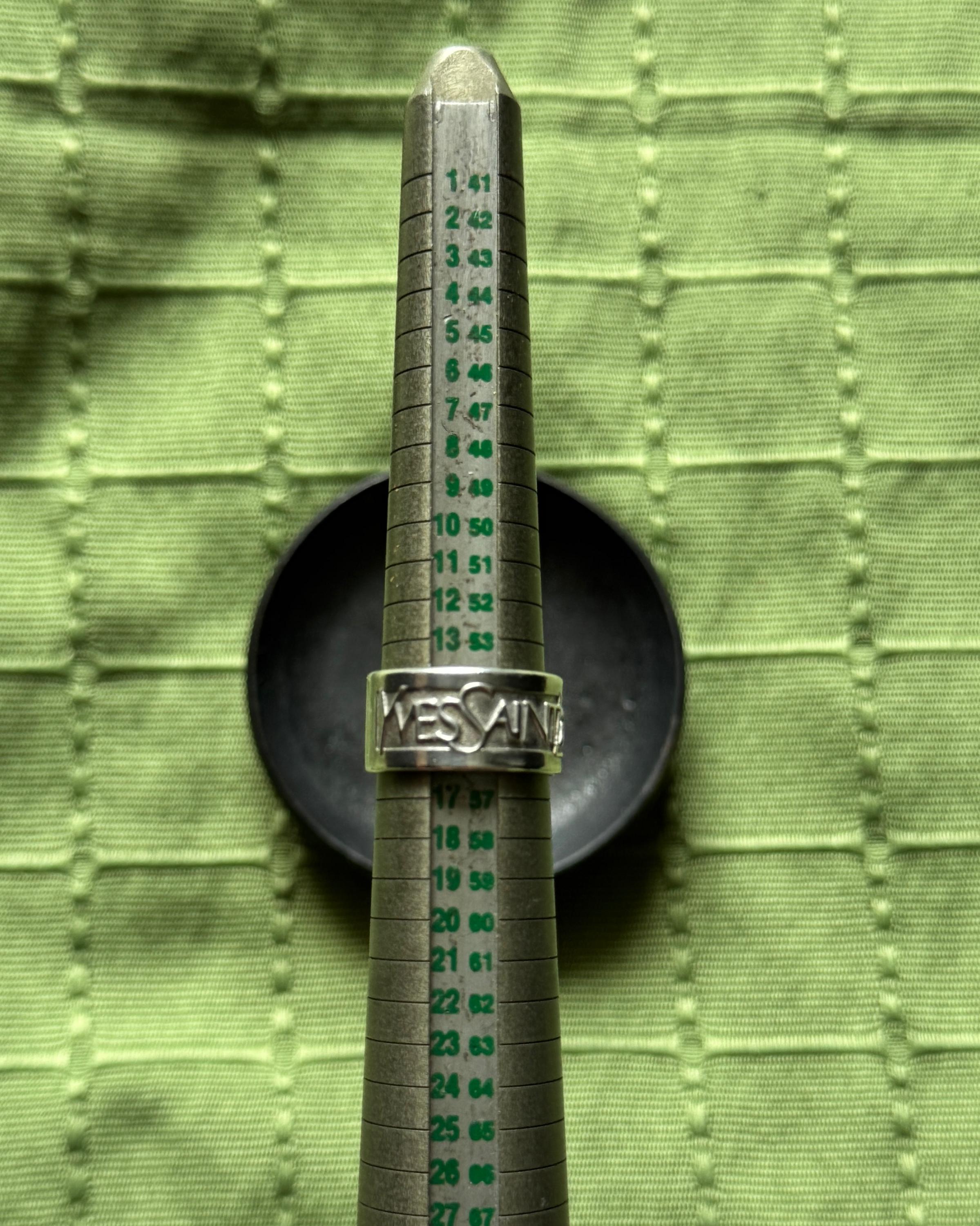 Vintage YSL Sterling Silver Logo Band Ring – 1990s Designer