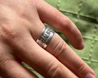 Vintage YSL Sterling Silver Logo Band Ring – 1990s Designer